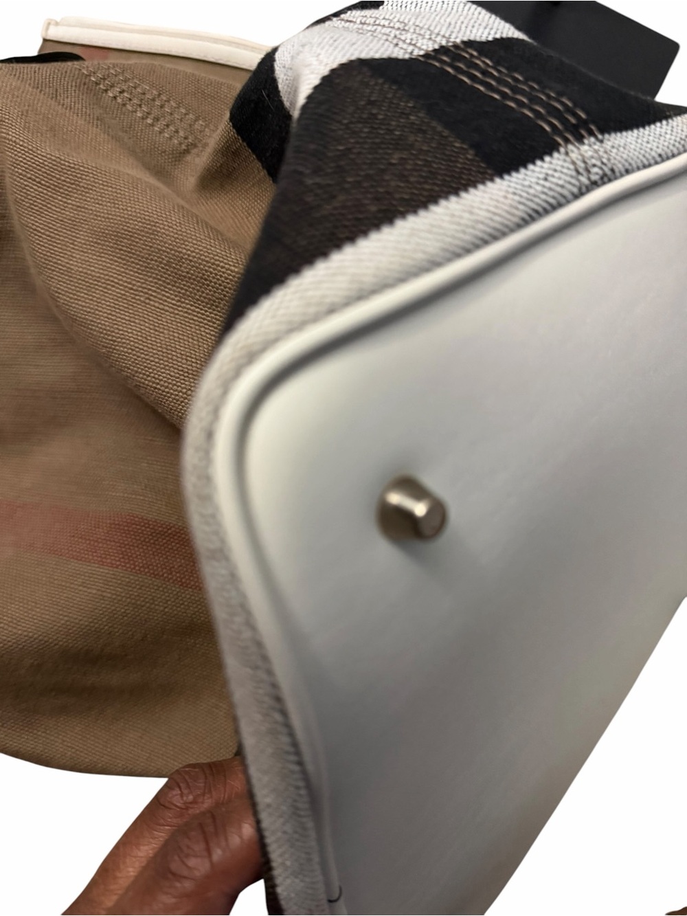 Burberry Medium Susanna Hobo White Canvas Check Bag w/ Crossbody Strap & Pouch - Picture 8 of 11